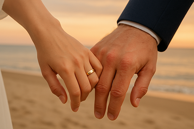 hombre y mujer cogidos de la mano